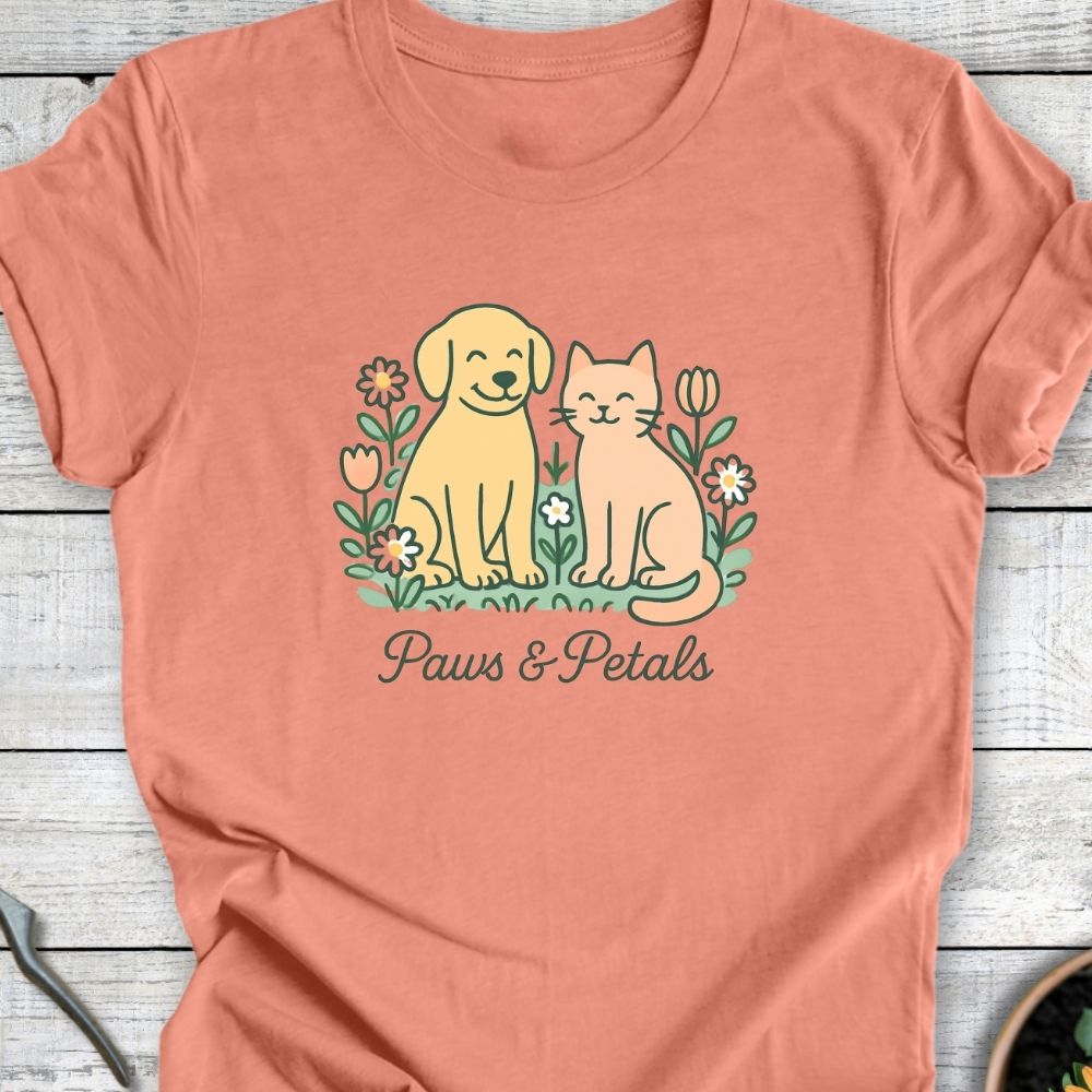 Printify T-Shirt Heather Sunset / S Paws & Petals (Duo)