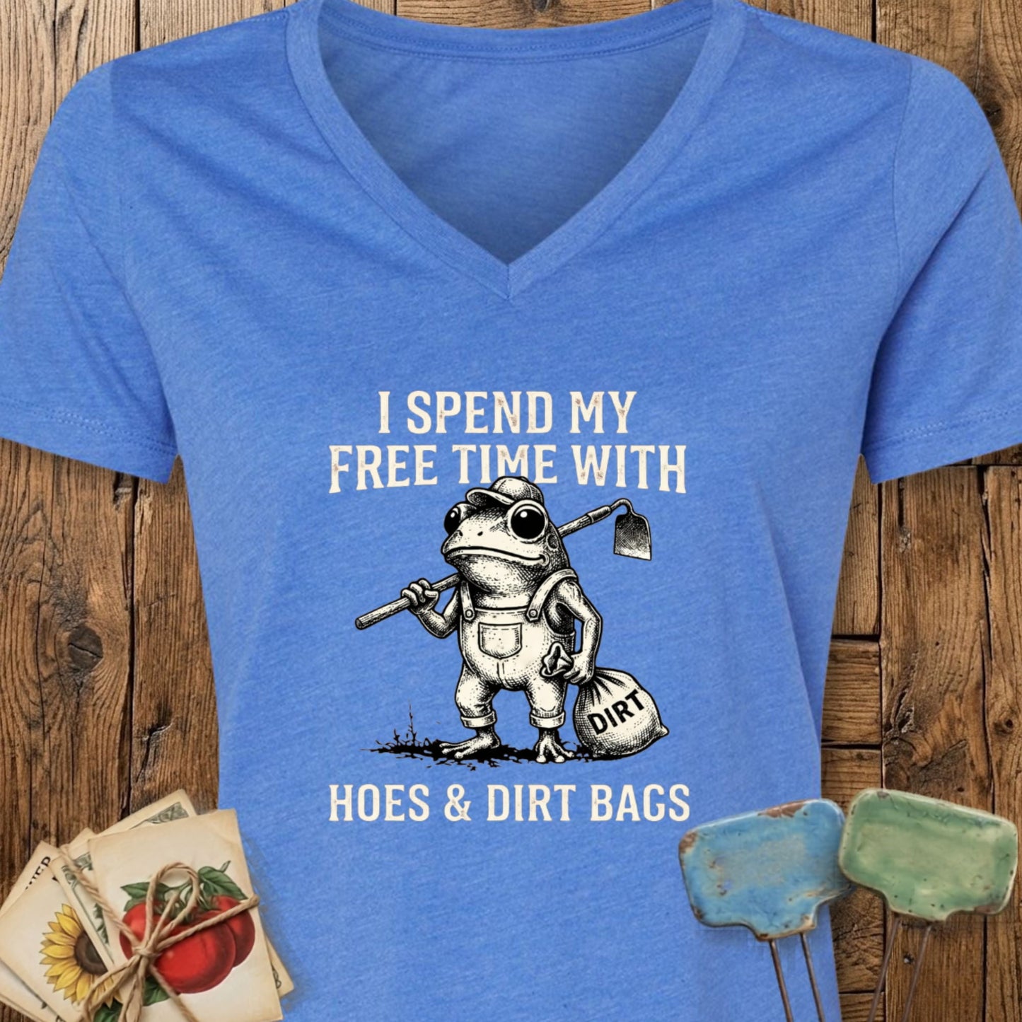 Printify T-Shirt Heather True Royal / S Hoes & Dirt Bags V-Neck