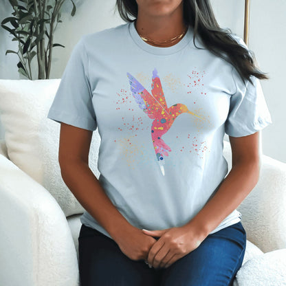 Printify T-Shirt Light Blue / S Watercolor Hummingbird T-shirt