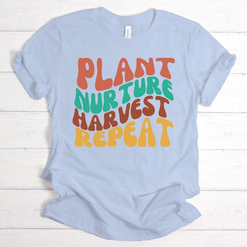 Printify T-Shirt Light Blue / XS Plant Harvest Nurture Repeat Unisex Jersey Short Sleeve Tee