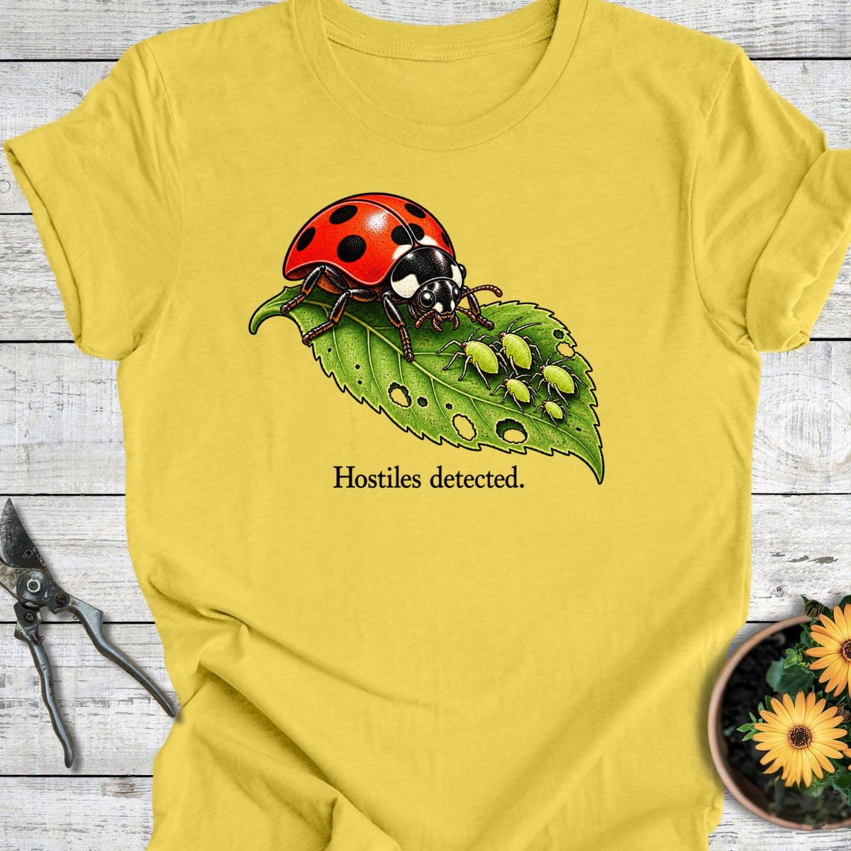 Printify T-Shirt Maize Yellow / S Hostiles Detected T-Shirt