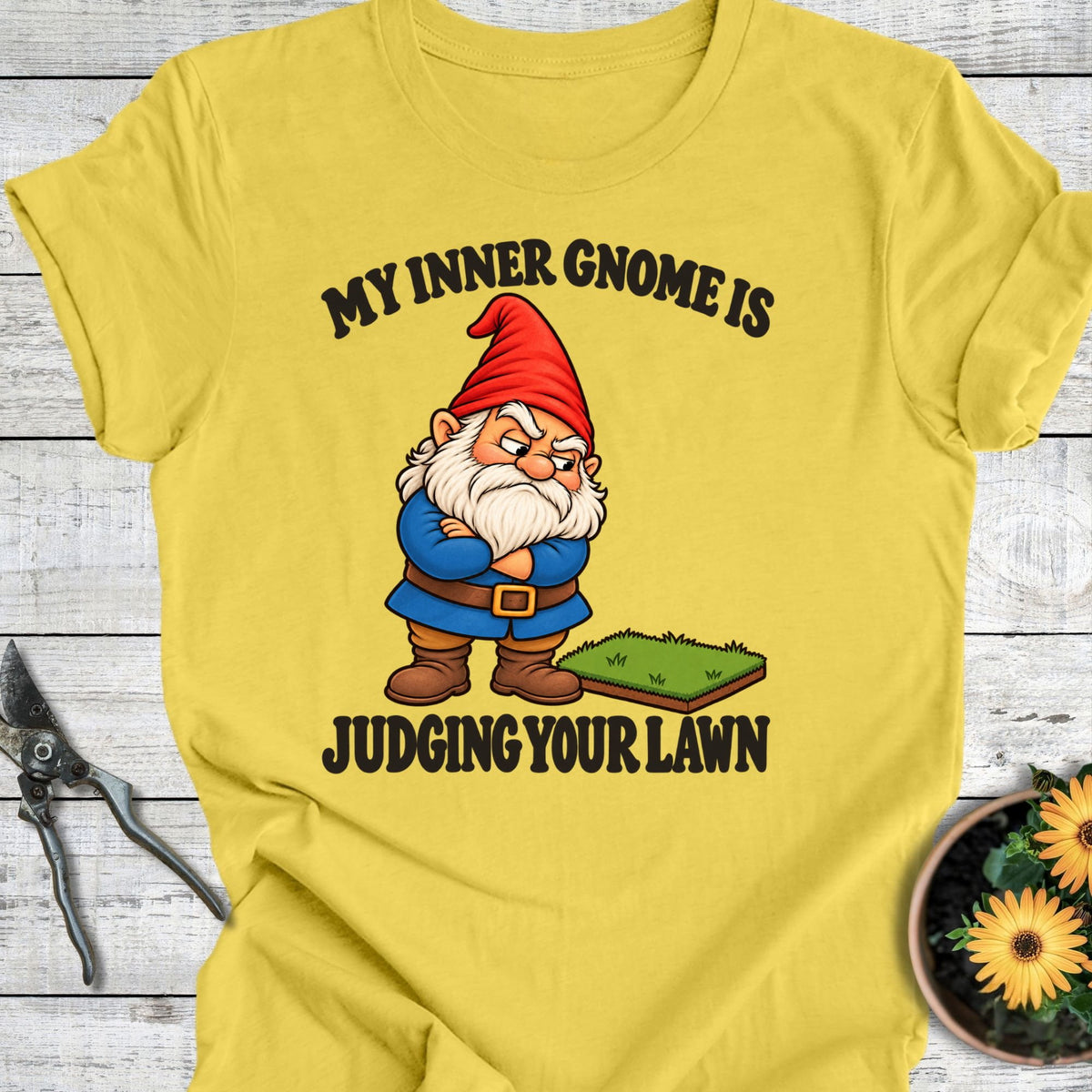 Printify T-Shirt Maize Yellow / S Judgy Gnome T-Shirt