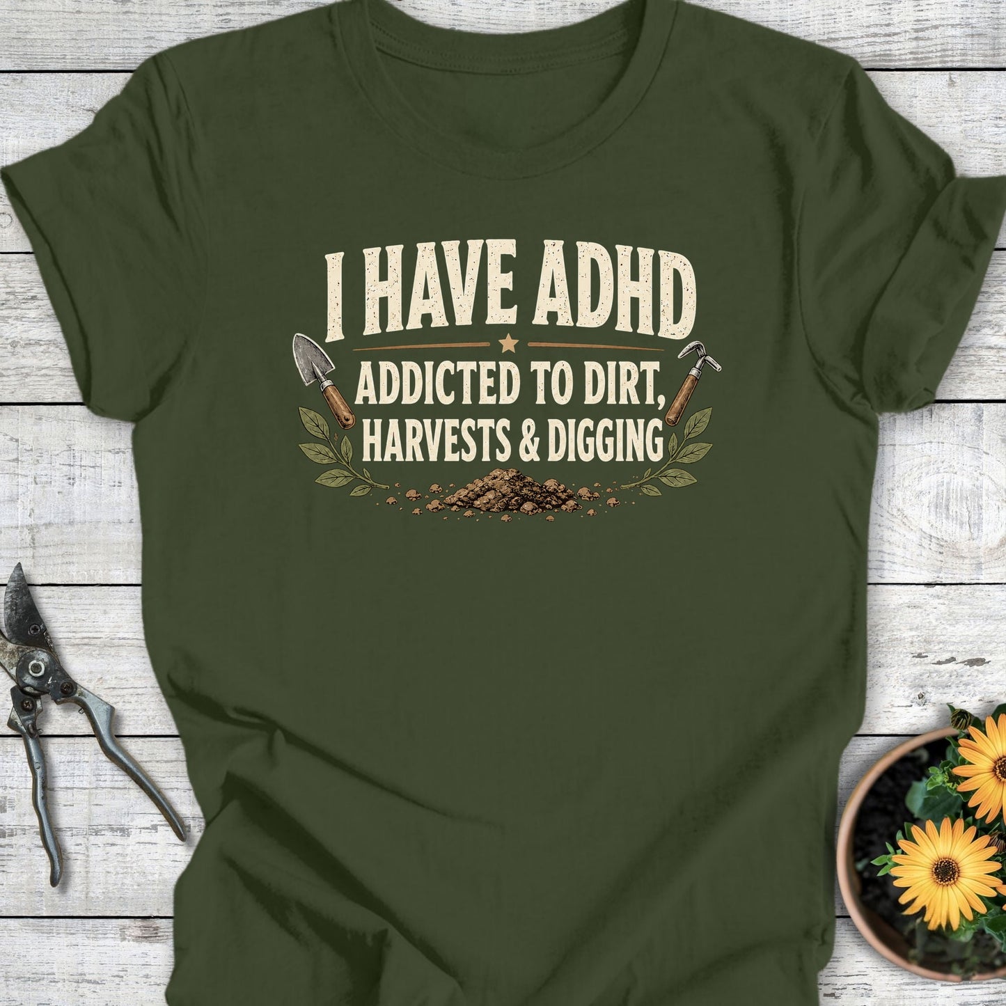 Printify T-Shirt Military Green / S ADHD T-Shirt