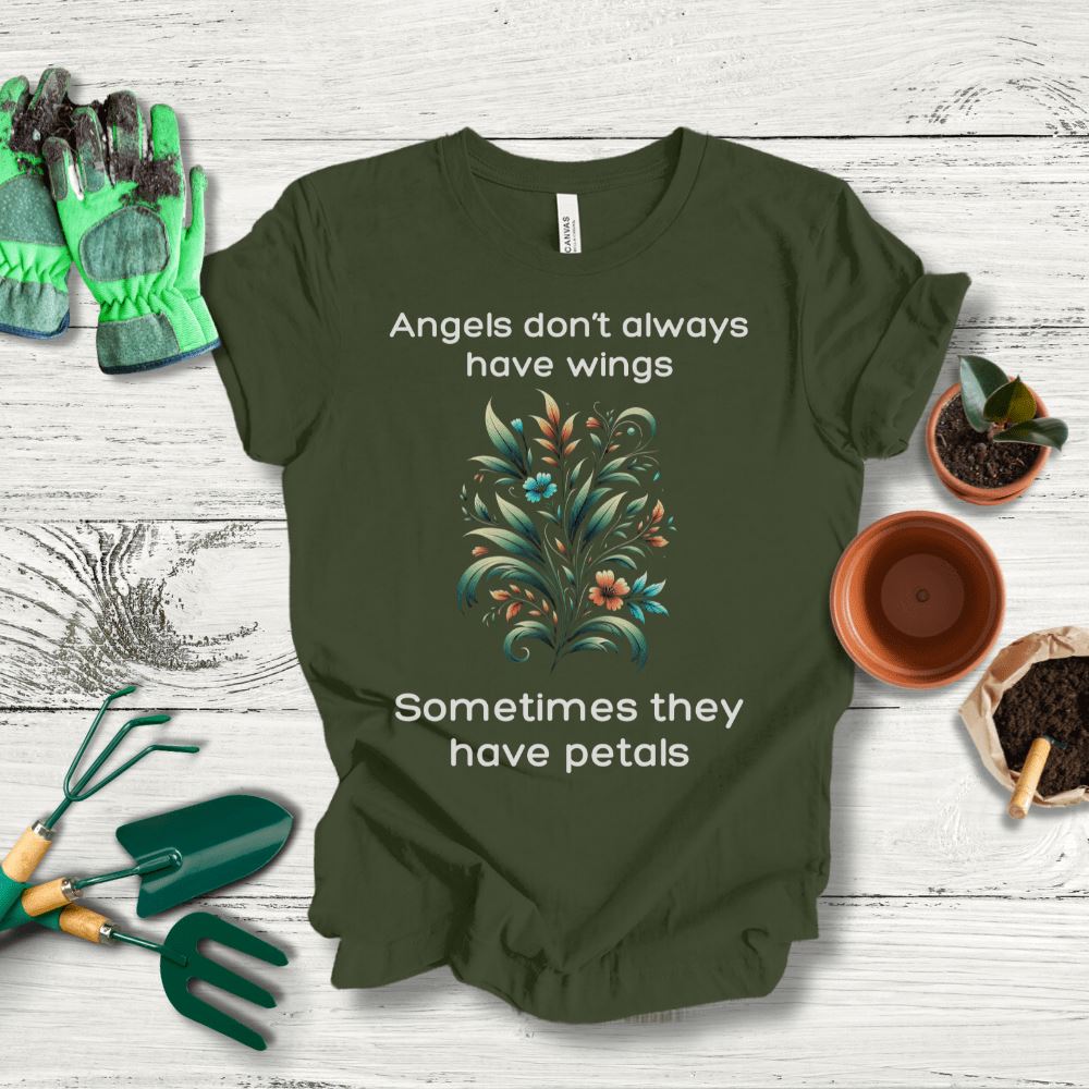 Printify T-Shirt Military Green / S Angel Petals T-Shirt