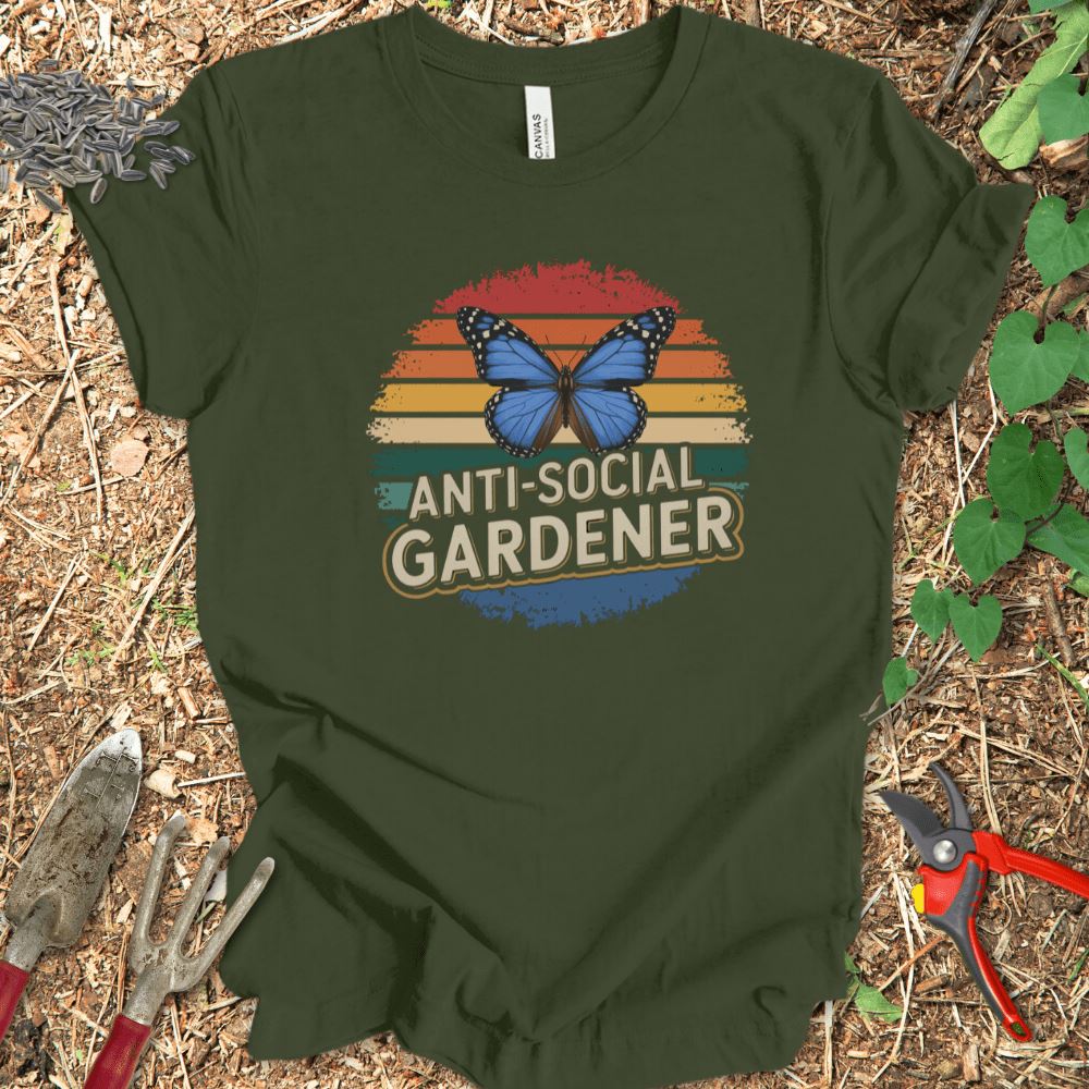 Printify T-Shirt Military Green / S Anti-Social Gardener