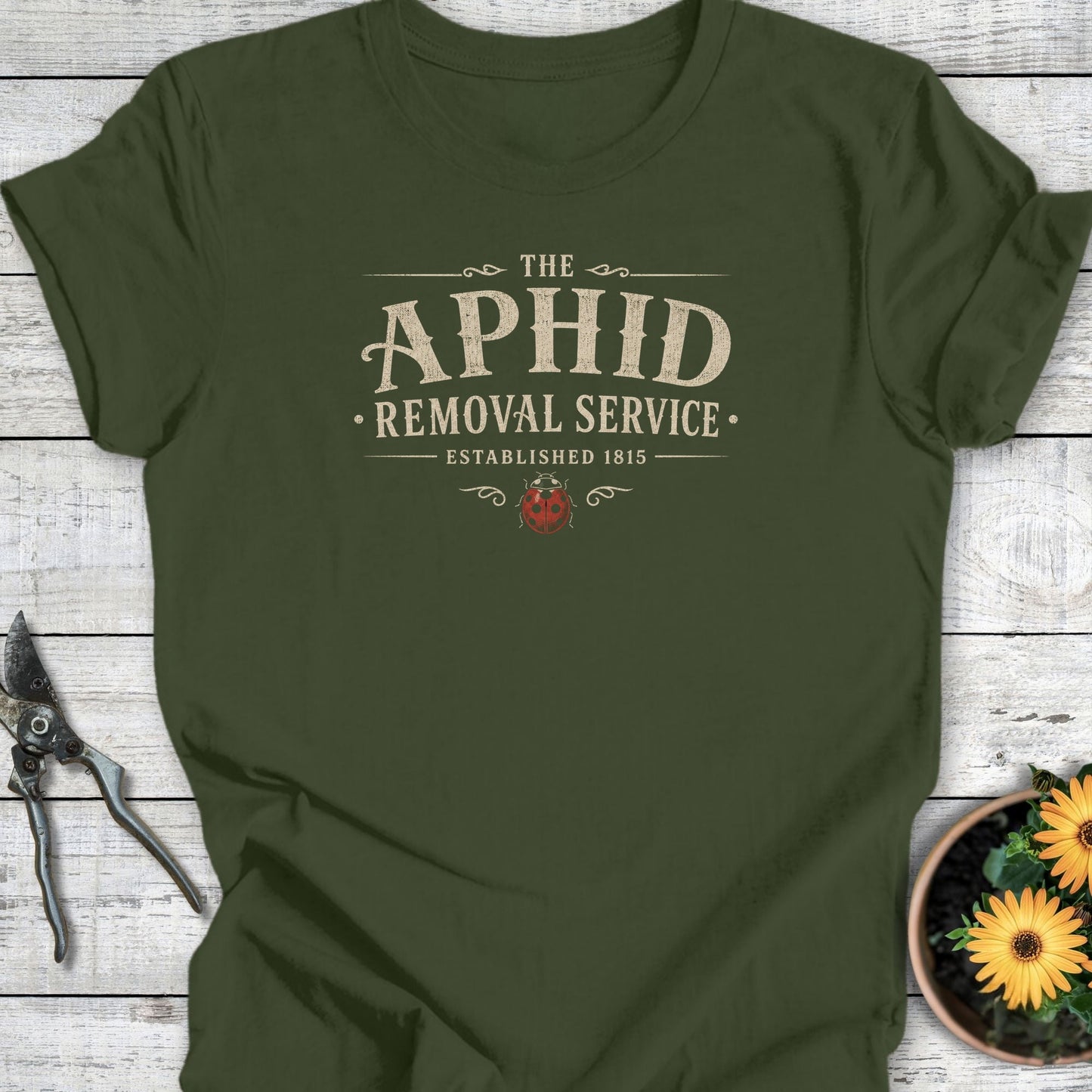Printify T-Shirt Military Green / S Aphid Removal T-Shirt