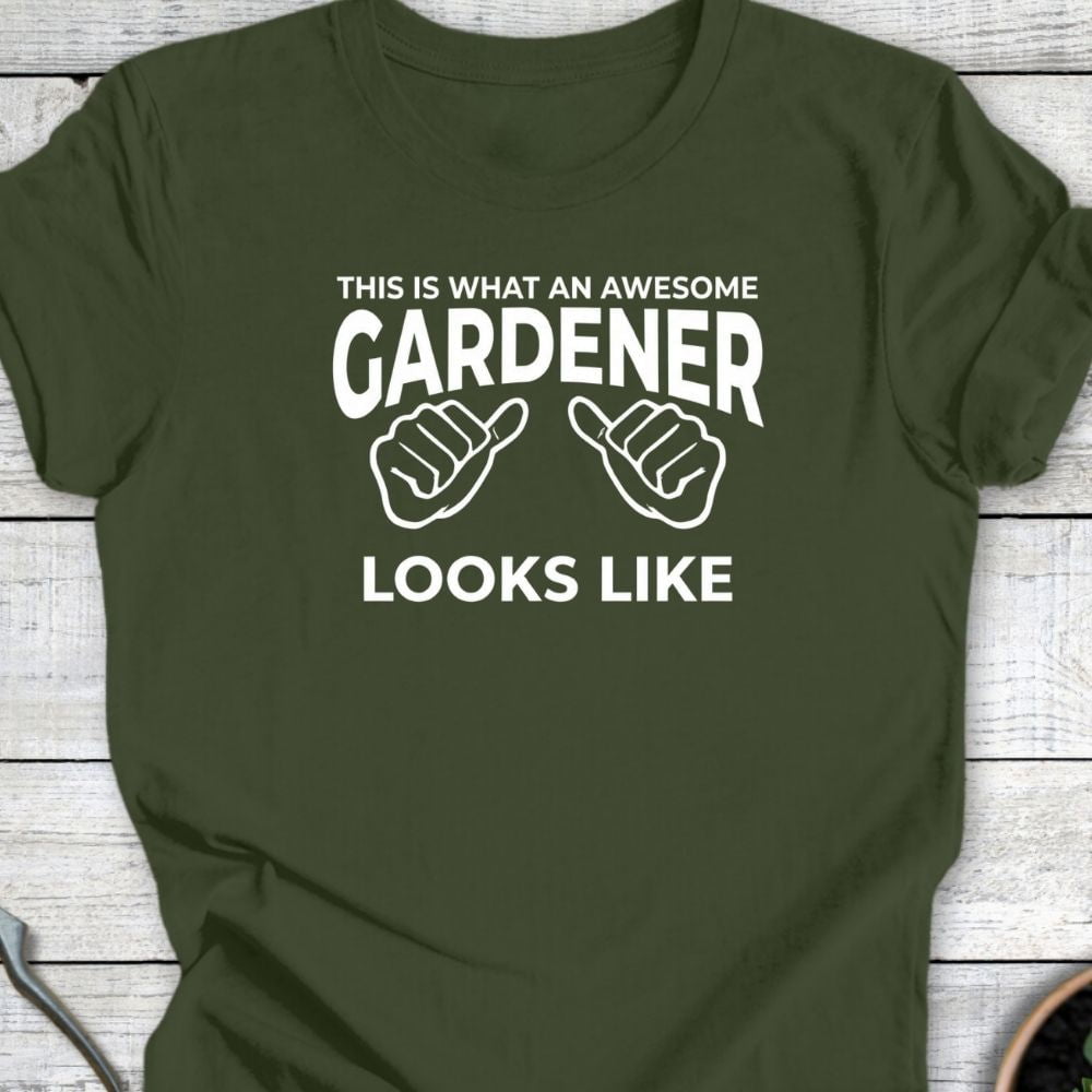 Printify T-Shirt Military Green / S Awesome Gardener T-Shirt