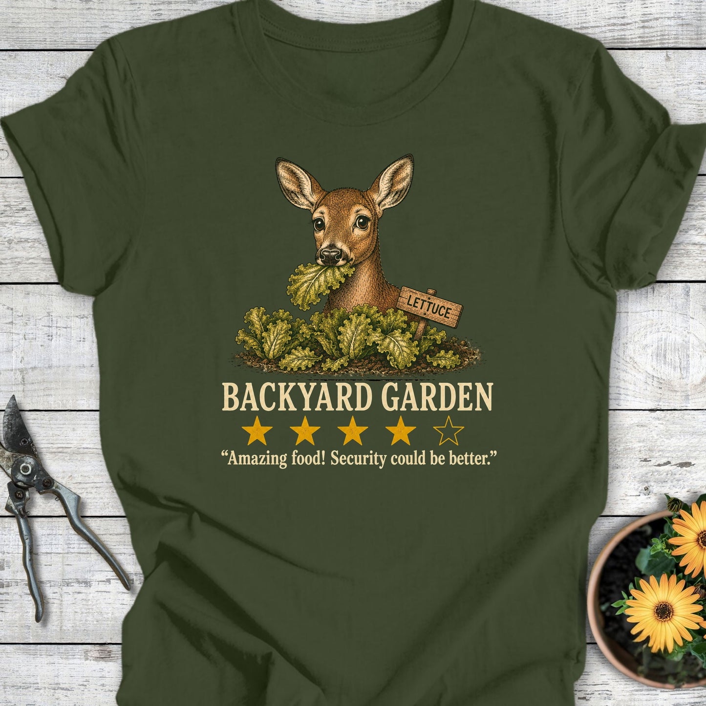 Printify T-Shirt Military Green / S Backyard Garden T-Shirt