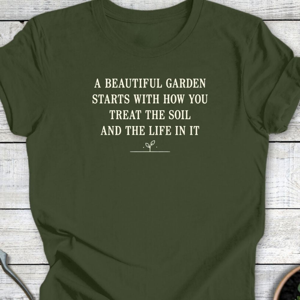 Printify T-Shirt Military Green / S Beautiful Garden T-Shirt