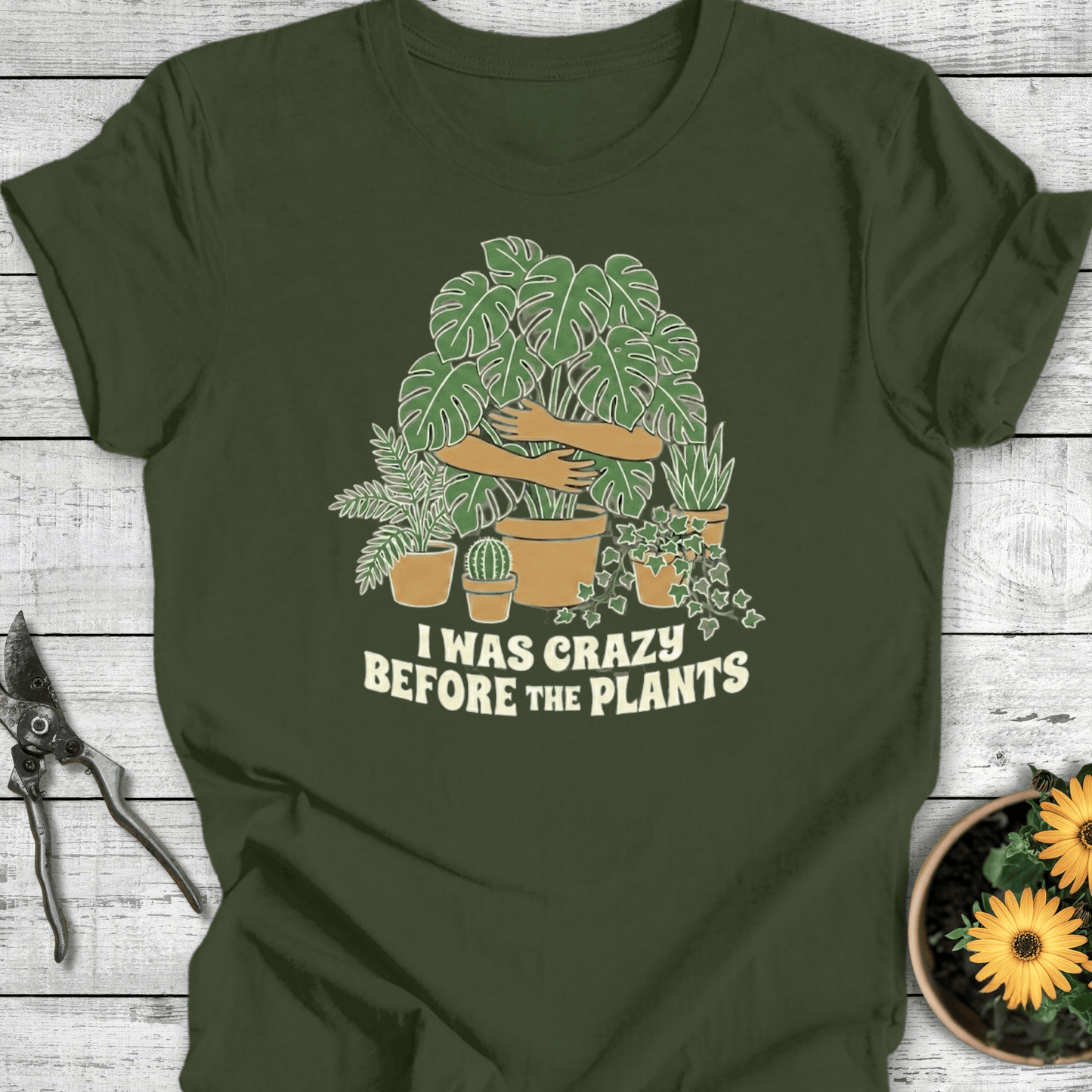 Printify T-Shirt Military Green / S Before the Plants T-Shirt