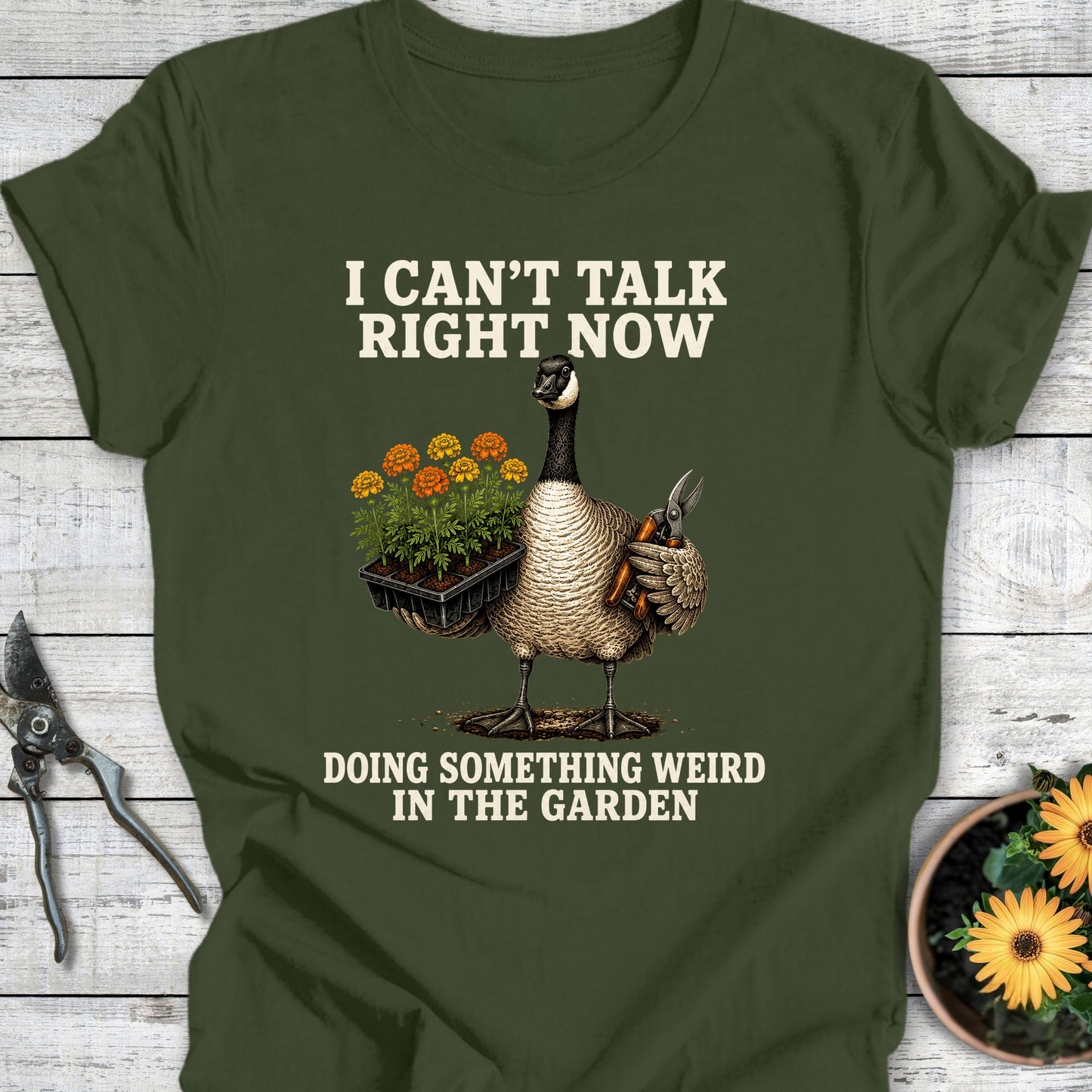 Printify T-Shirt Military Green / S Can't Talk T-Shirt