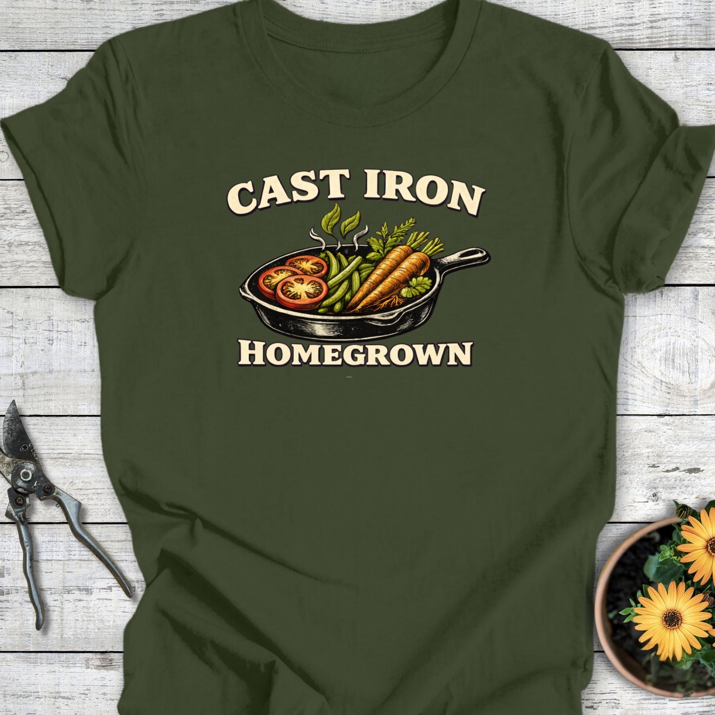 Printify T-Shirt Military Green / S Cast Iron T-Shirt