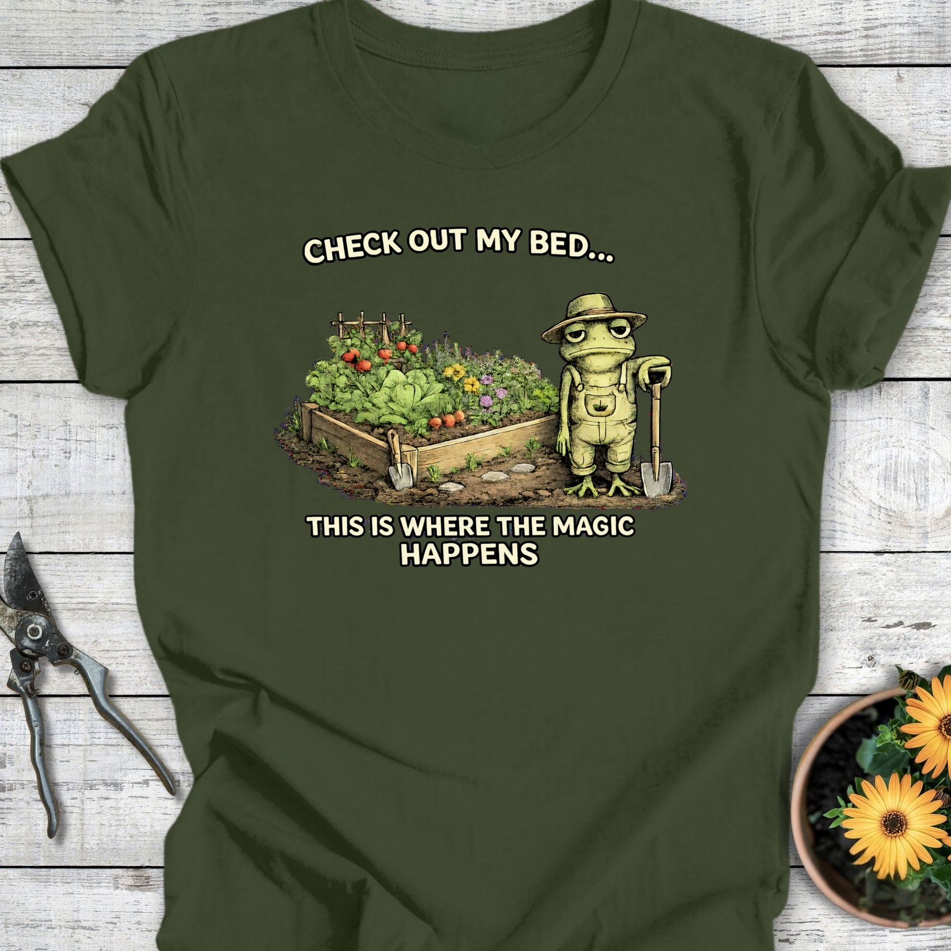 Printify T-Shirt Military Green / S Check Out My Bed T-Shirt