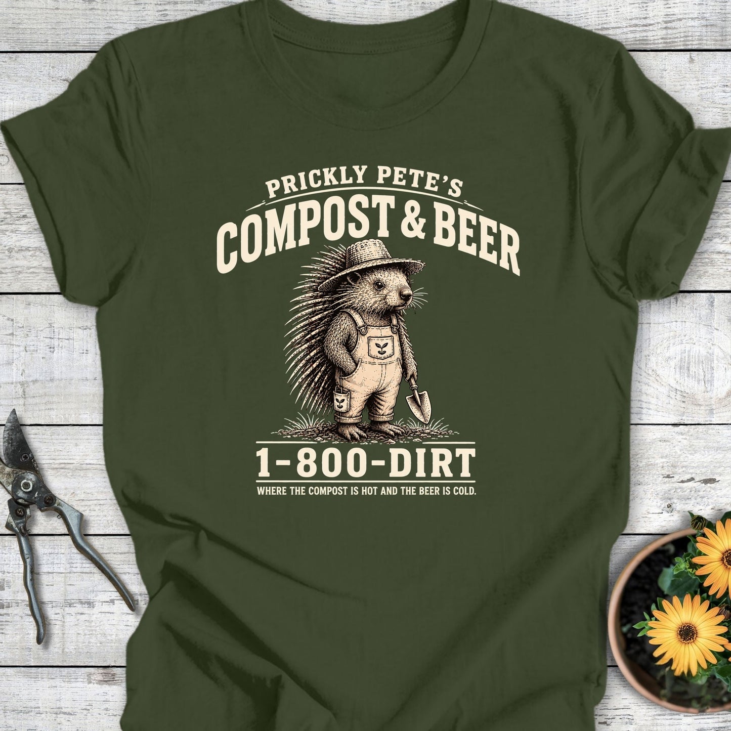 Printify T-Shirt Military Green / S Compost & Beer T-Shirt
