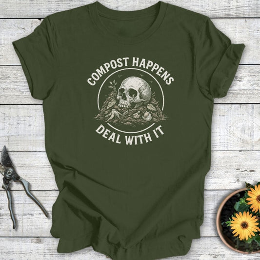 Printify T-Shirt Military Green / S Compost Happens