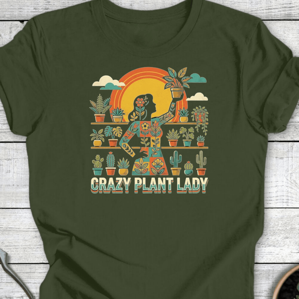 Printify T-Shirt Military Green / S Crazy Plant Lady T-Shirt