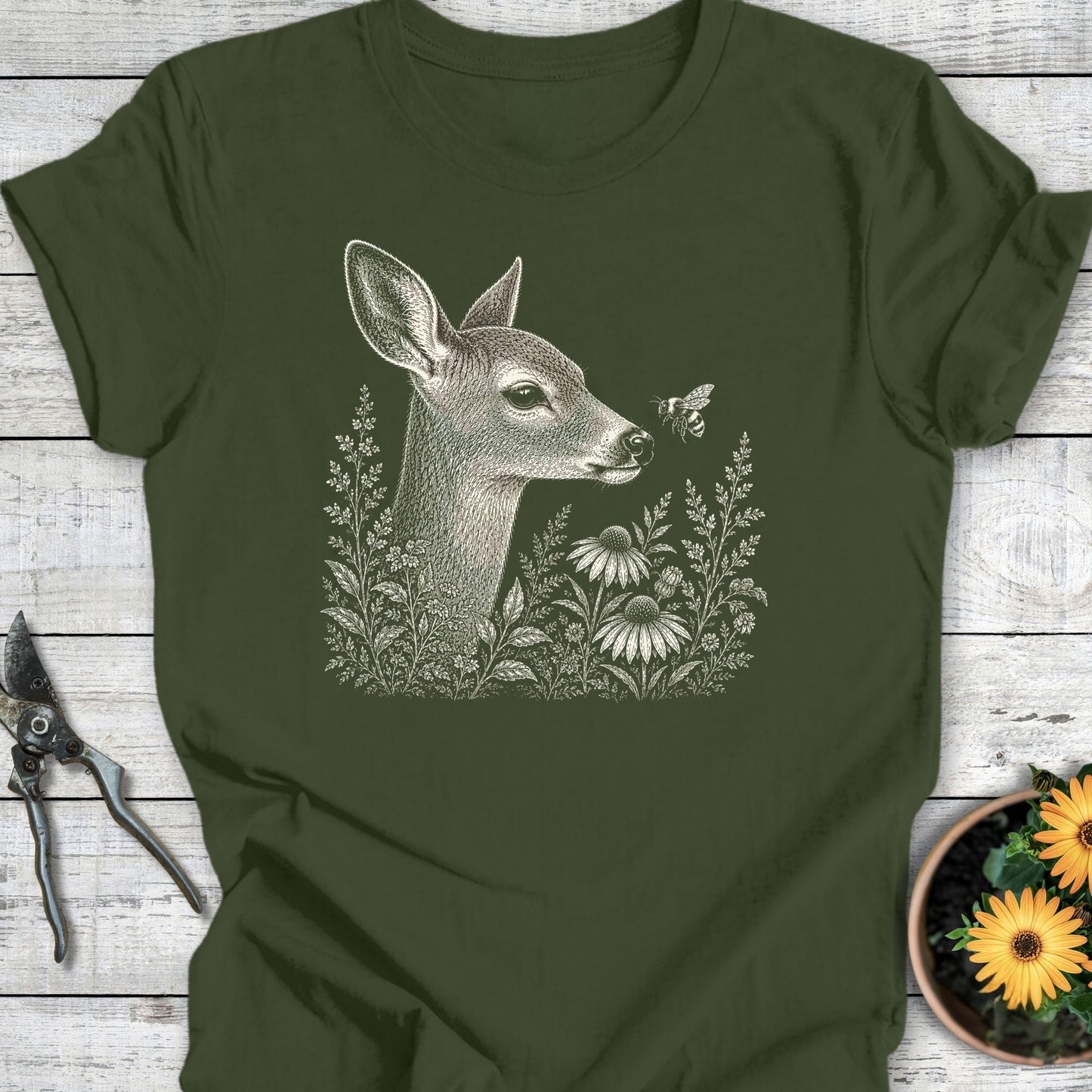 Printify T-Shirt Military Green / S Curious Doe T-Shirt