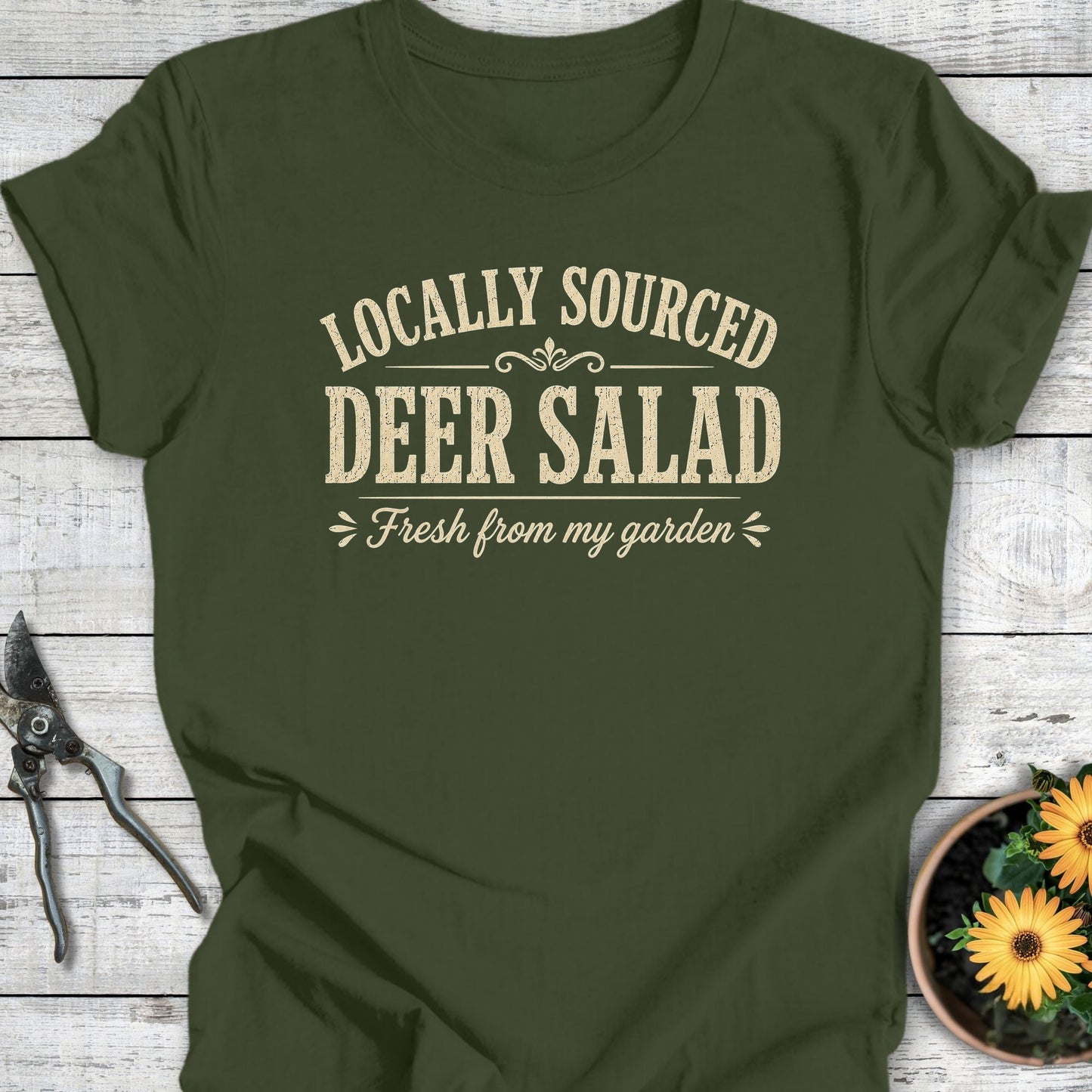 Printify T-Shirt Military Green / S Deer Salad II T-Shirt
