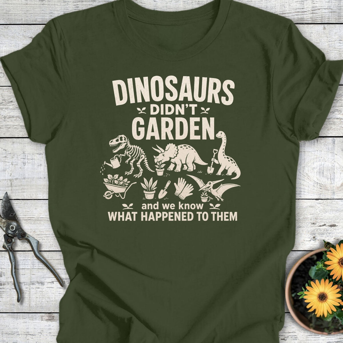 Printify T-Shirt Military Green / S Dinos T-Shirt