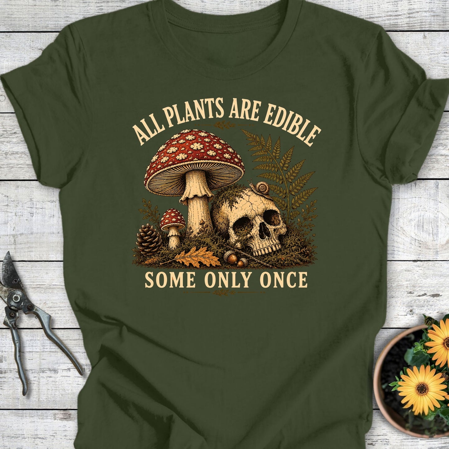 Printify T-Shirt Military Green / S Edible Plants T-Shirt