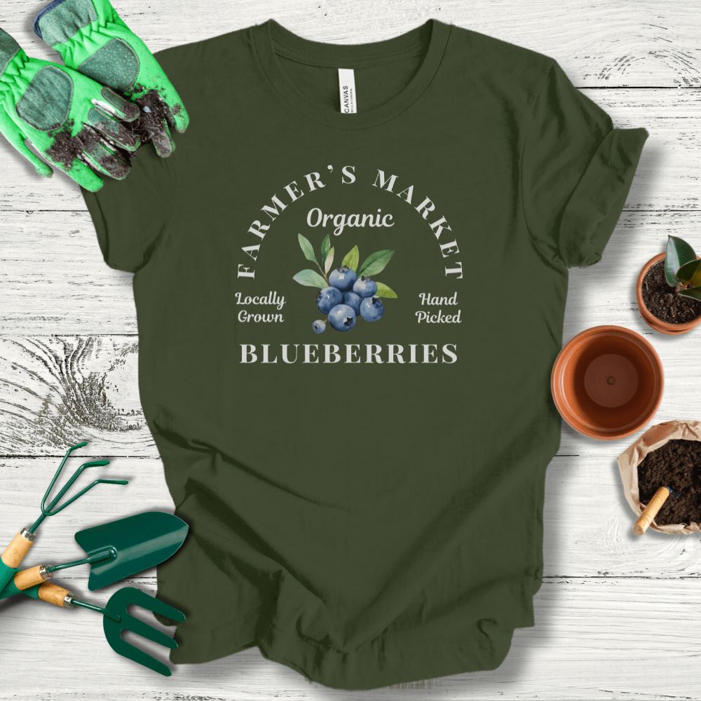 Printify T-Shirt Military Green / S Farmer's Market Blueberries