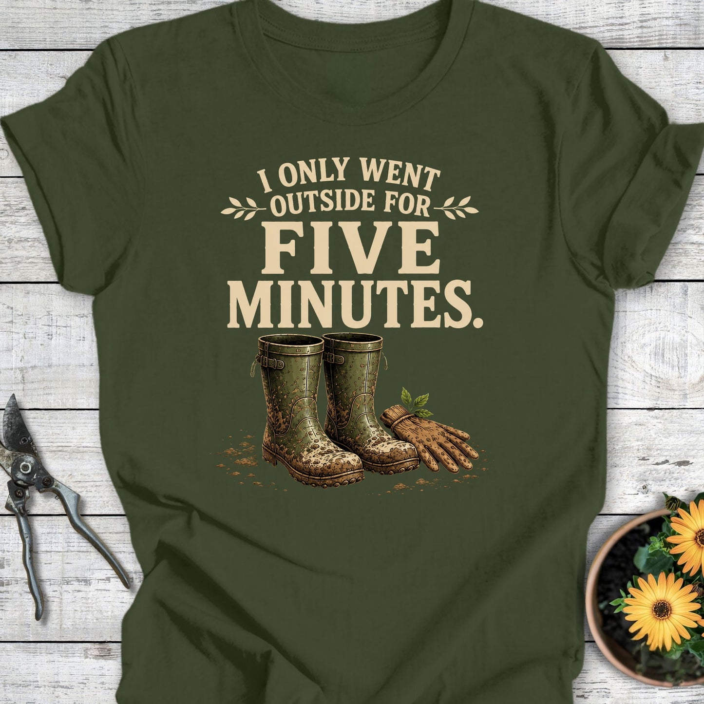Printify T-Shirt Military Green / S Five Minutes T-Shirt