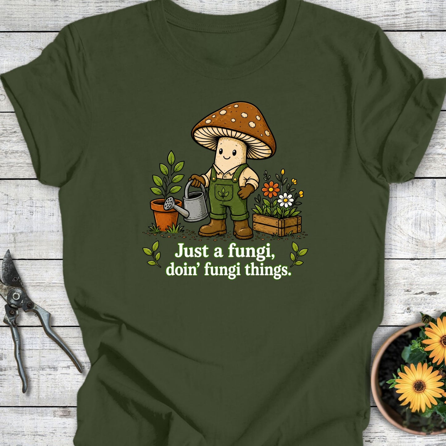Printify T-Shirt Military Green / S Fungi T-Shirt