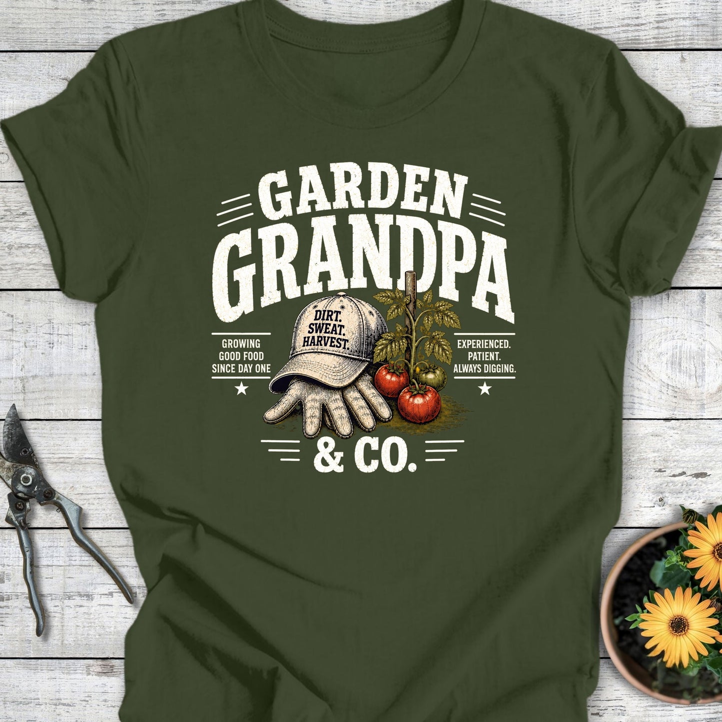 Printify T-Shirt Military Green / S Garden Grandpa T-Shirt