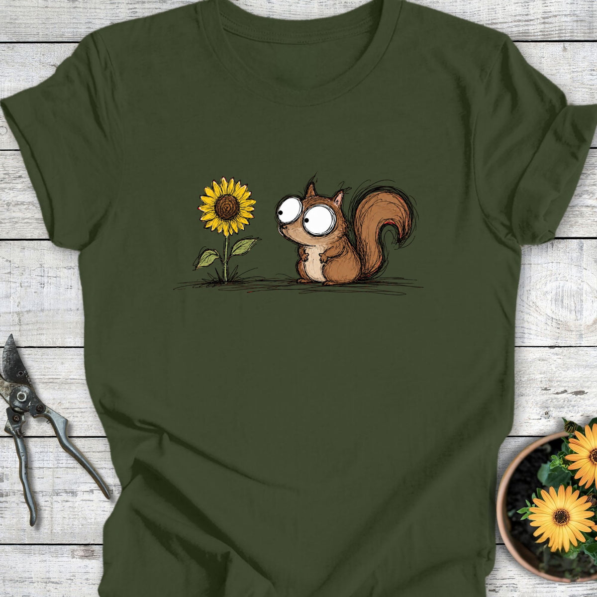Printify T-Shirt Military Green / S Garden Visitor T-Shirt