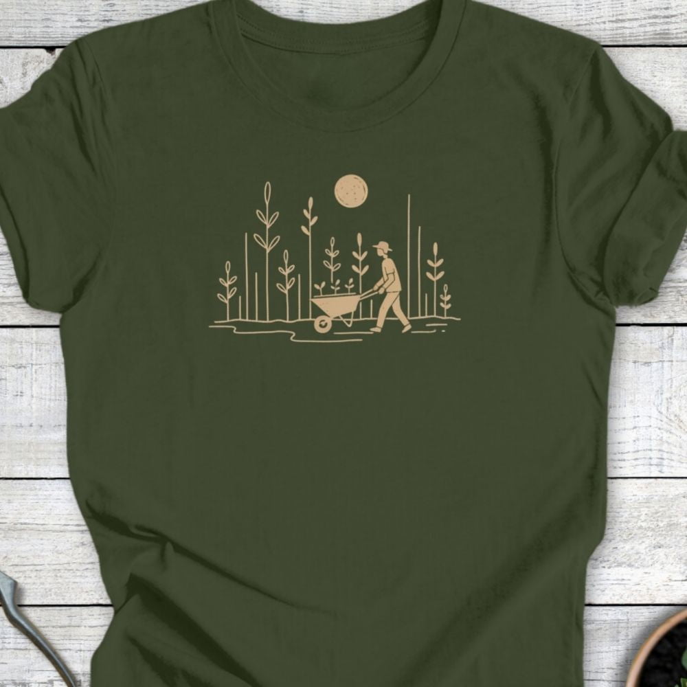 Printify T-Shirt Military Green / S Garden Walk T-Shirt
