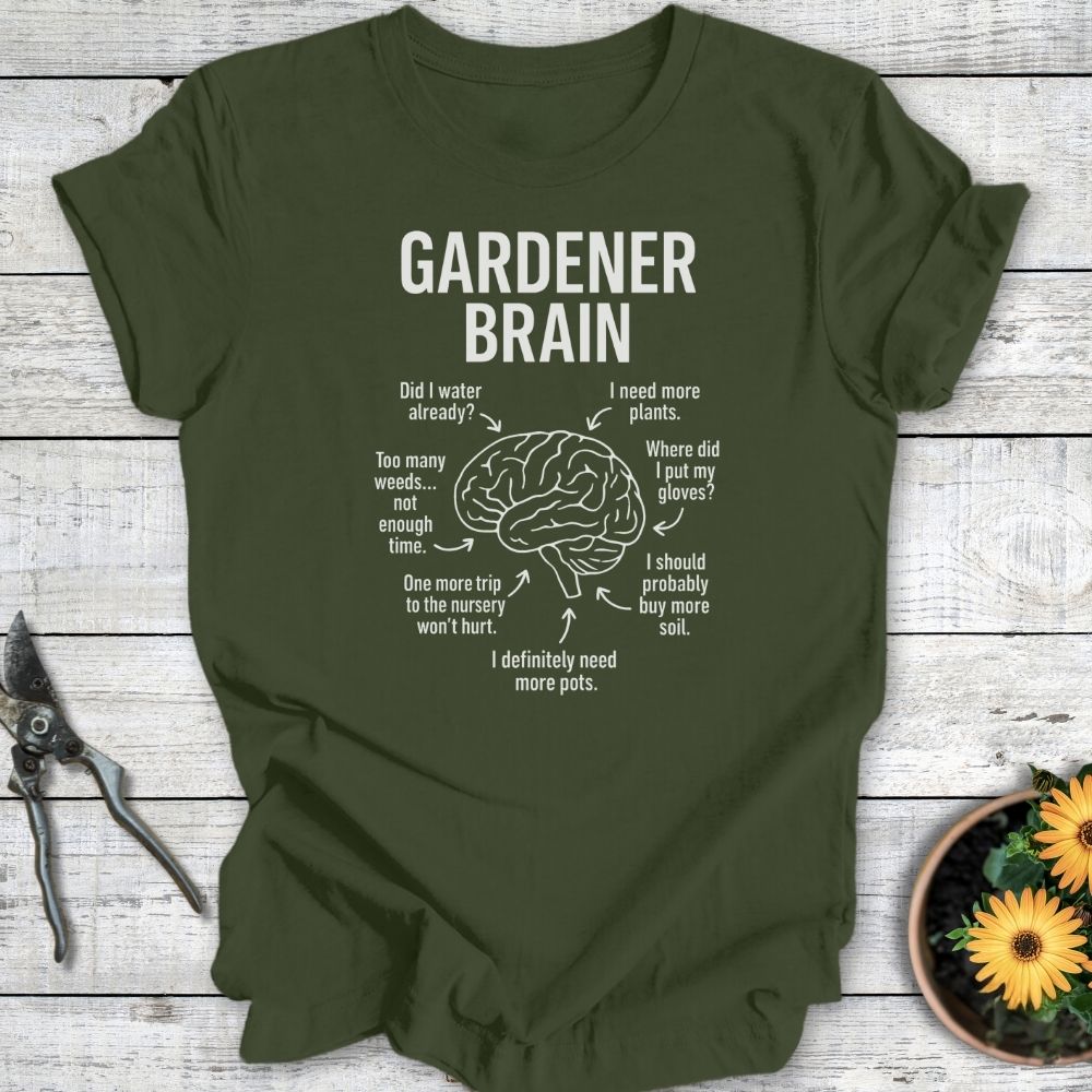 Printify T-Shirt Military Green / S Gardener Brain