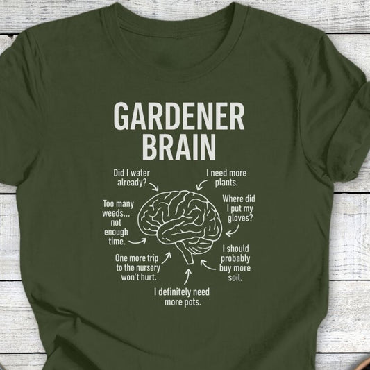 Printify T-Shirt Military Green / S Gardener Brain