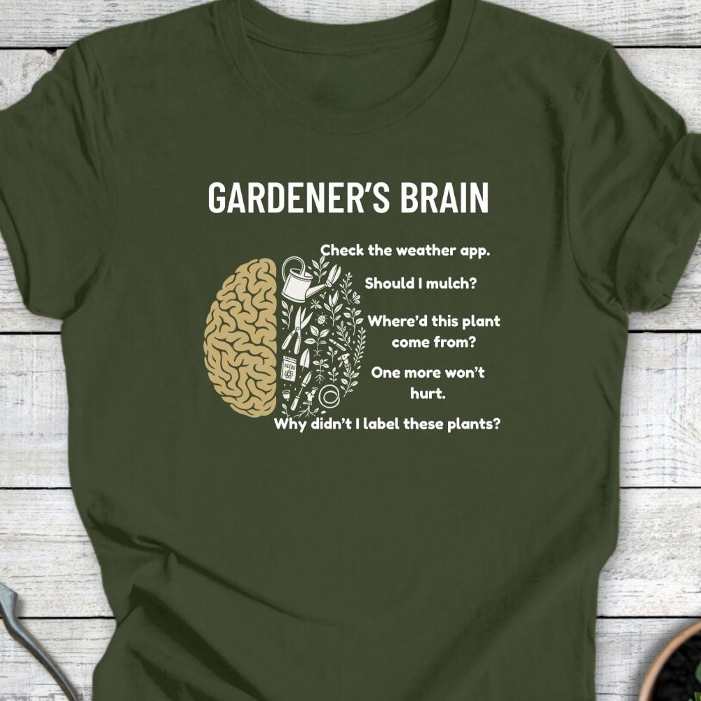 Printify T-Shirt Military Green / S Gardener's Brain