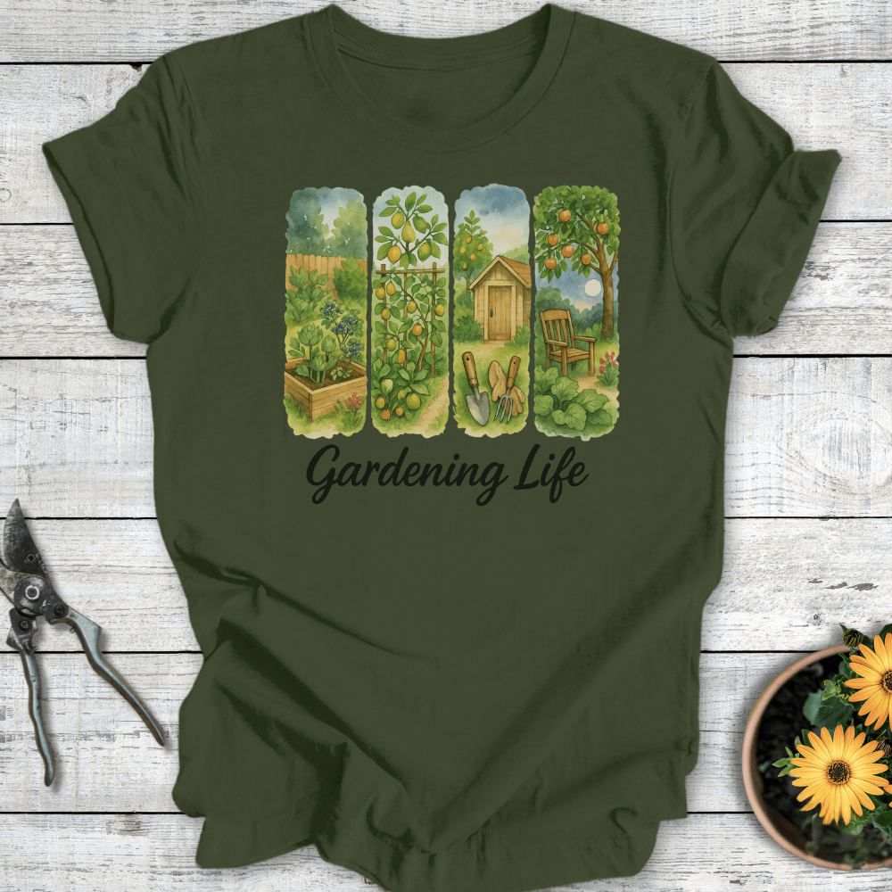 Printify T-Shirt Military Green / S Gardening Life
