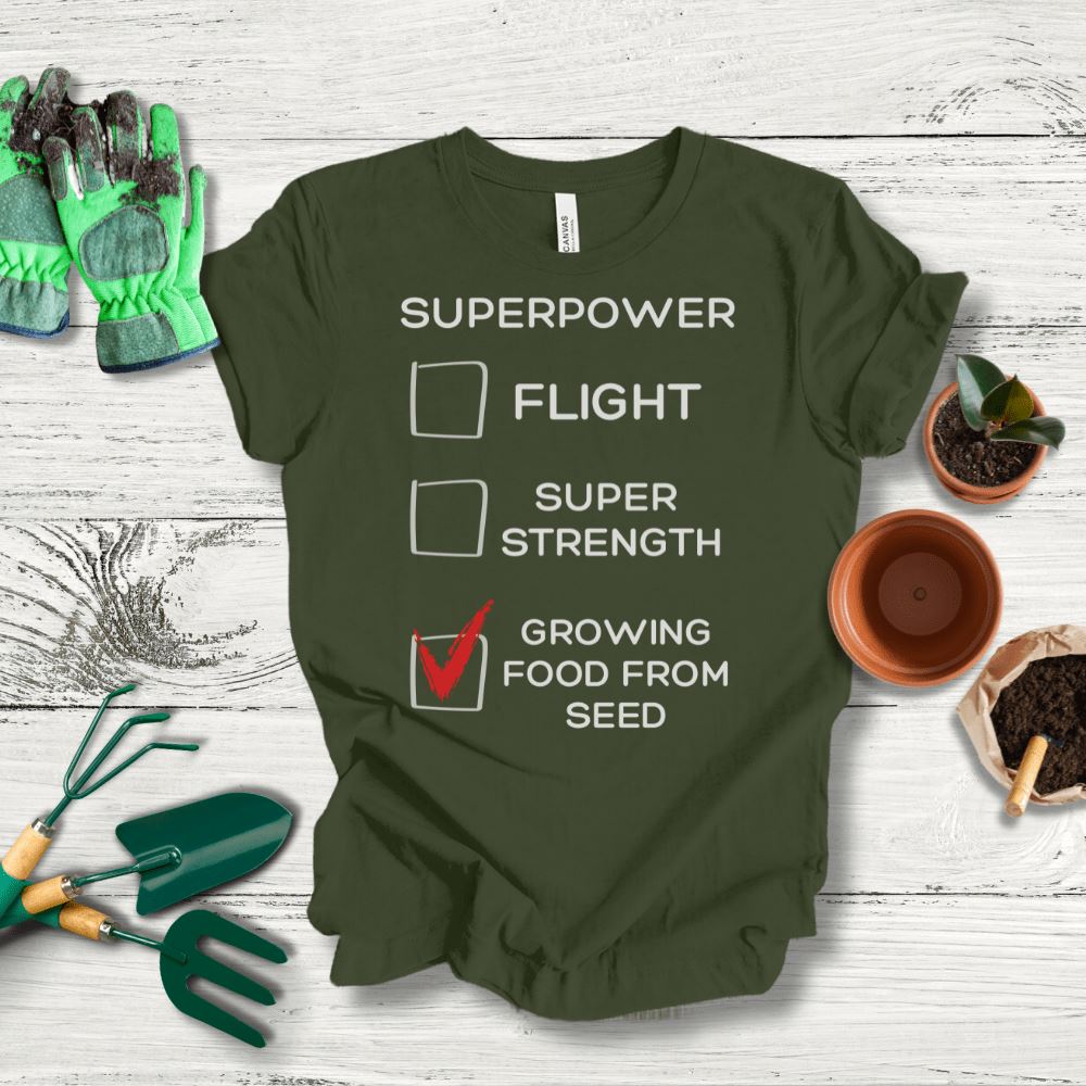 Printify T-Shirt Military Green / S Gardening Superpower T-Shirt