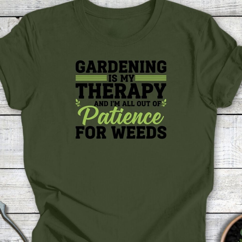 Printify T-Shirt Military Green / S Gardening Therapy Patience T-Shirt