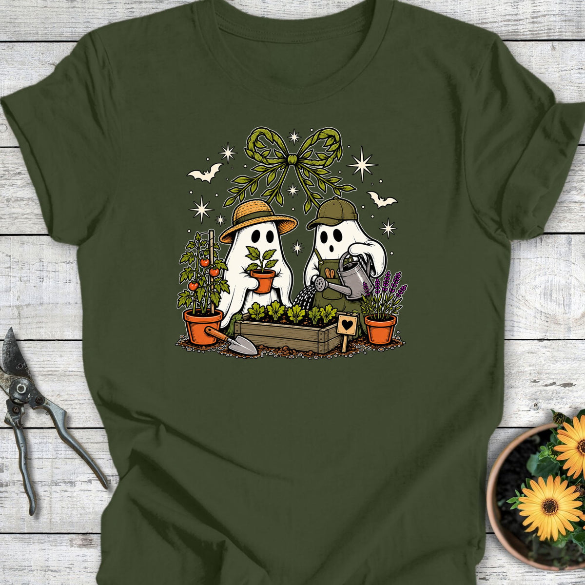Printify T-Shirt Military Green / S Ghost Gardener T-Shirt