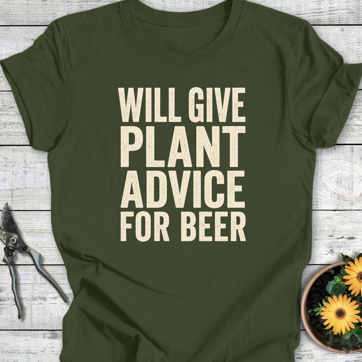 Printify T-Shirt Military Green / S Give Plant Advice II T-Shirt