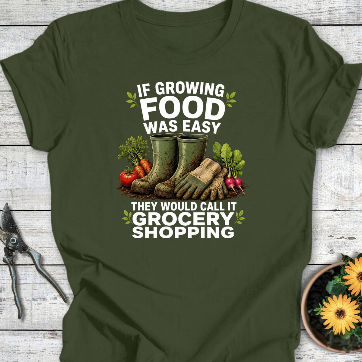 Printify T-Shirt Military Green / S Grocery Shopping T-Shirt