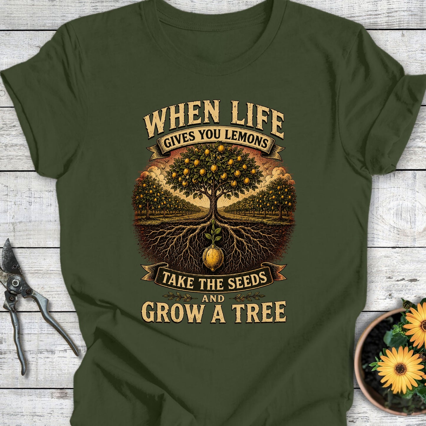Printify T-Shirt Military Green / S Grow a Tree T-Shirt