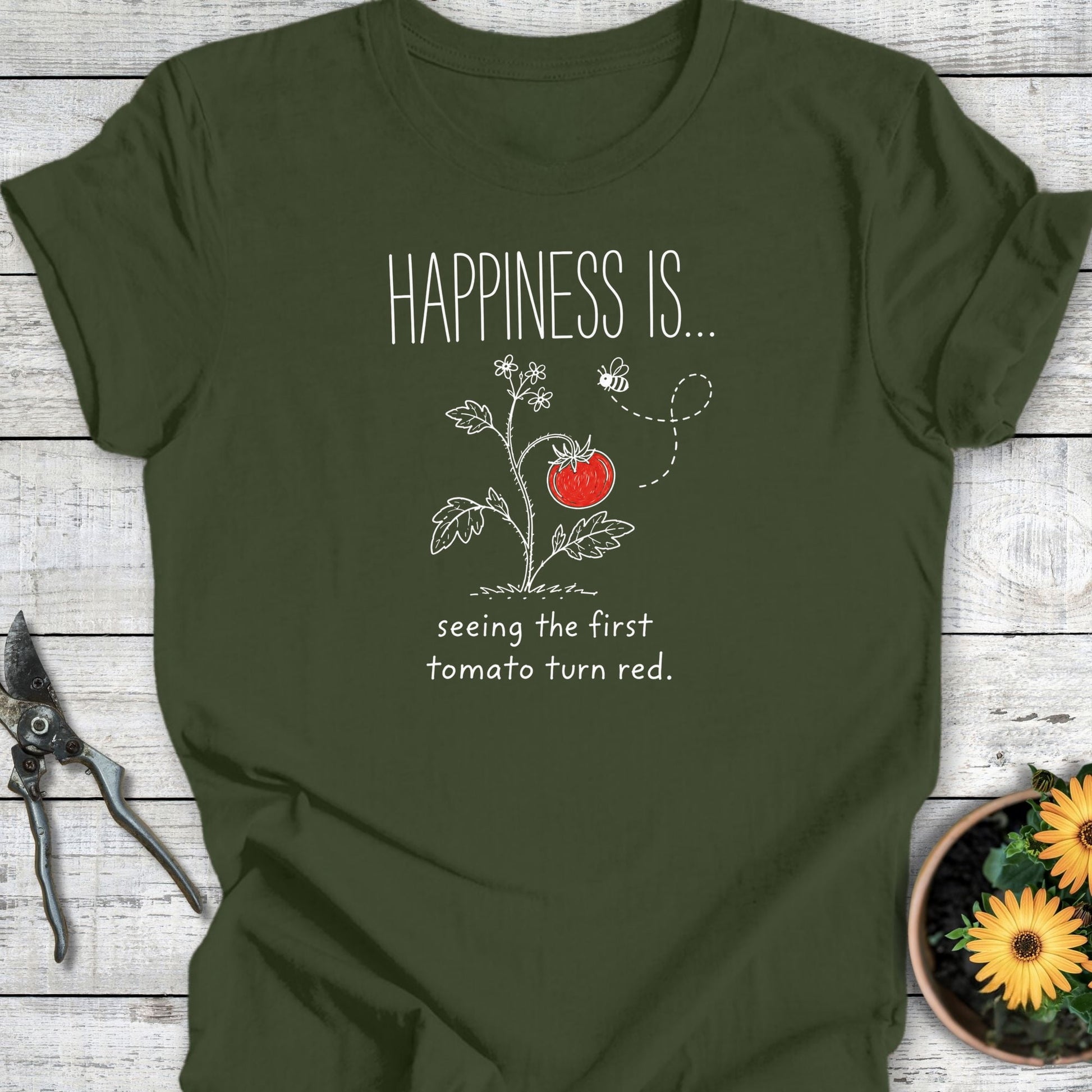 Printify T-Shirt Military Green / S Happiness is a Tomato T-Shirt
