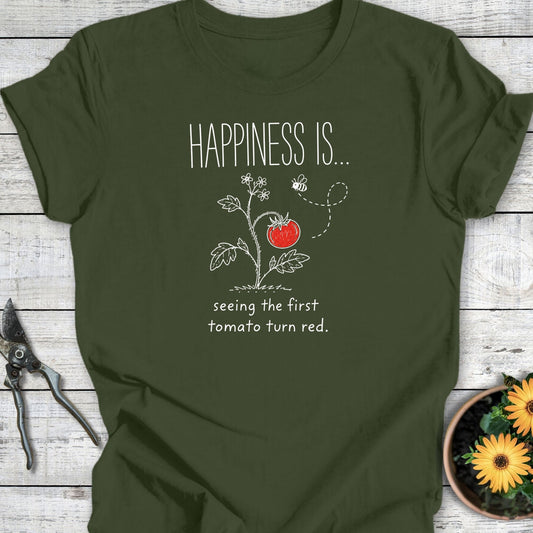 Printify T-Shirt Military Green / S Happiness is a Tomato T-Shirt