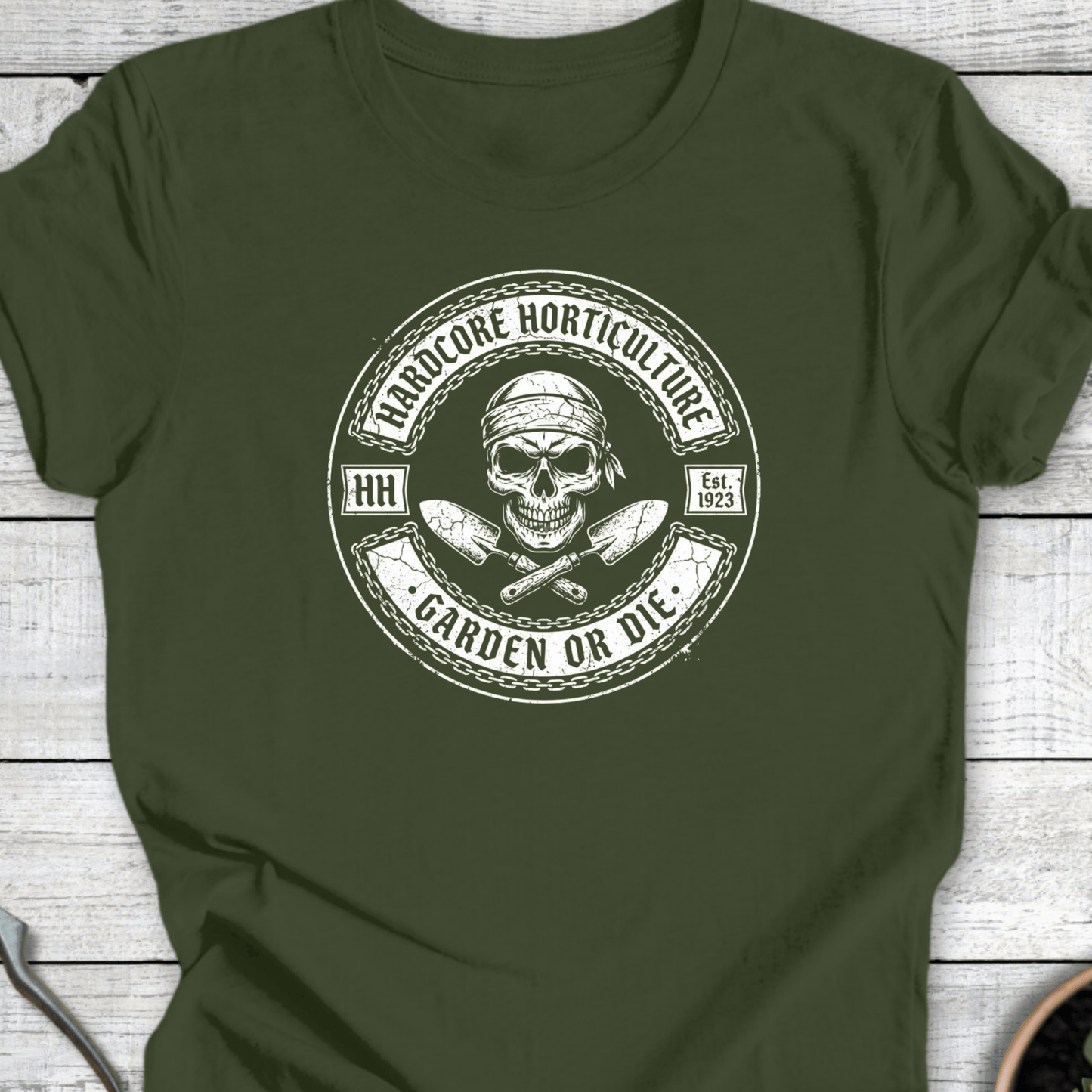 Printify T-Shirt Military Green / S Hardcore Garden T-Shirt