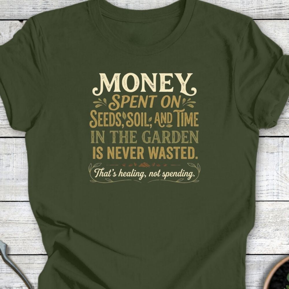 Printify T-Shirt Military Green / S Healing Garden T-Shirt