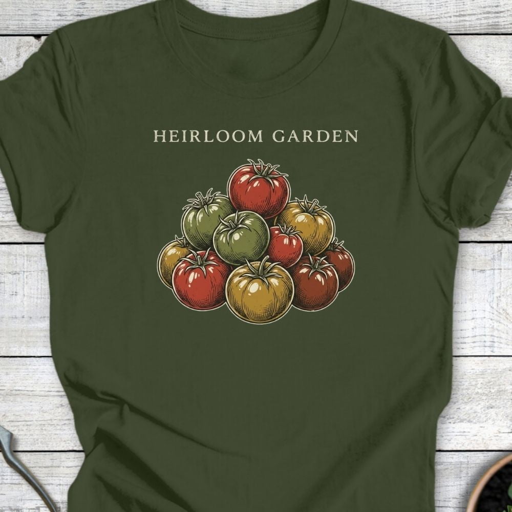 Printify T-Shirt Military Green / S Heirloom Garden T-Shirt