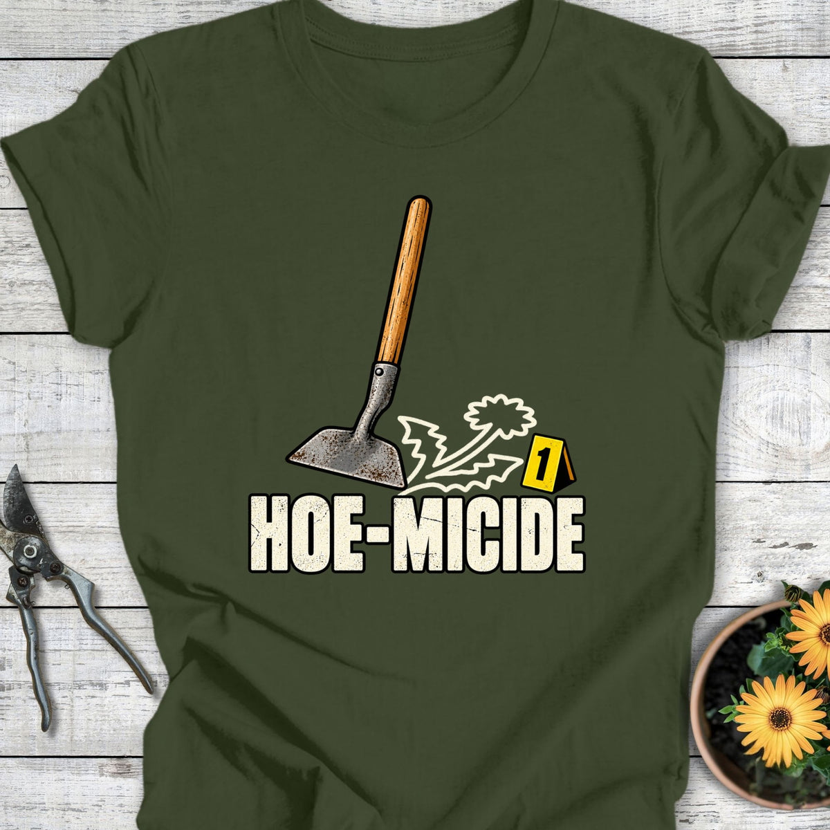 Printify T-Shirt Military Green / S Hoe-Micide T-Shirt