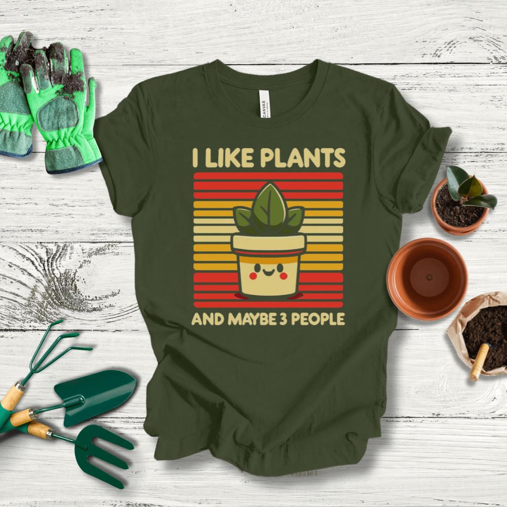 Printify T-Shirt Military Green / S I Like Plants T-Shirt