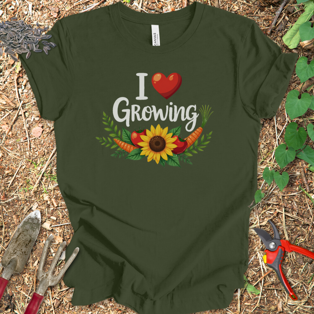 Printify T-Shirt Military Green / S I Love Growing