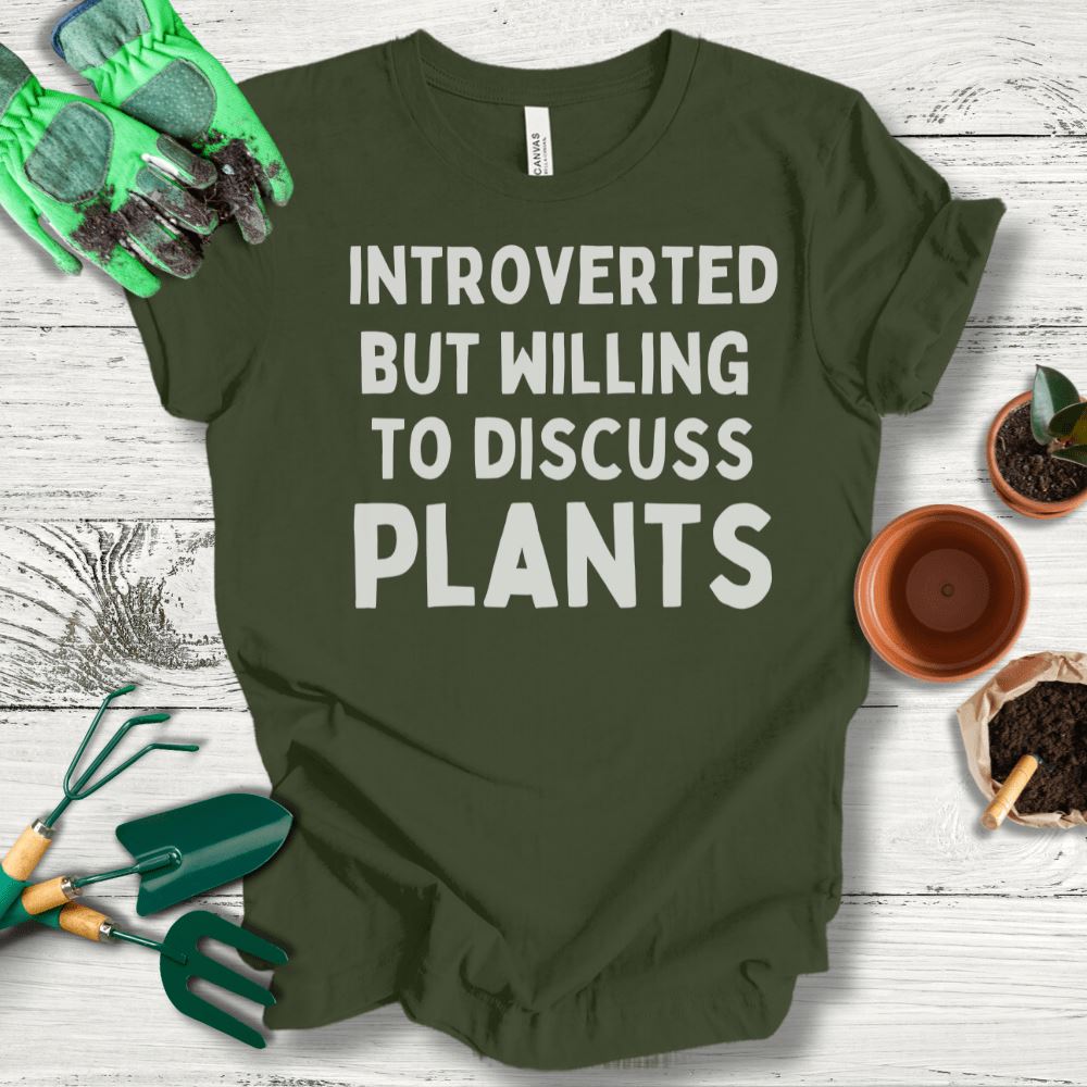 Printify T-Shirt Military Green / S Introverted But...