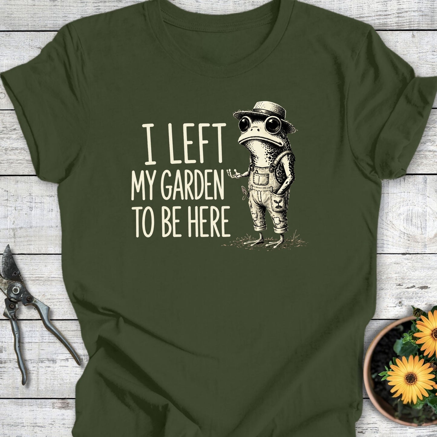 Printify T-Shirt Military Green / S Left My Garden II T-Shirt